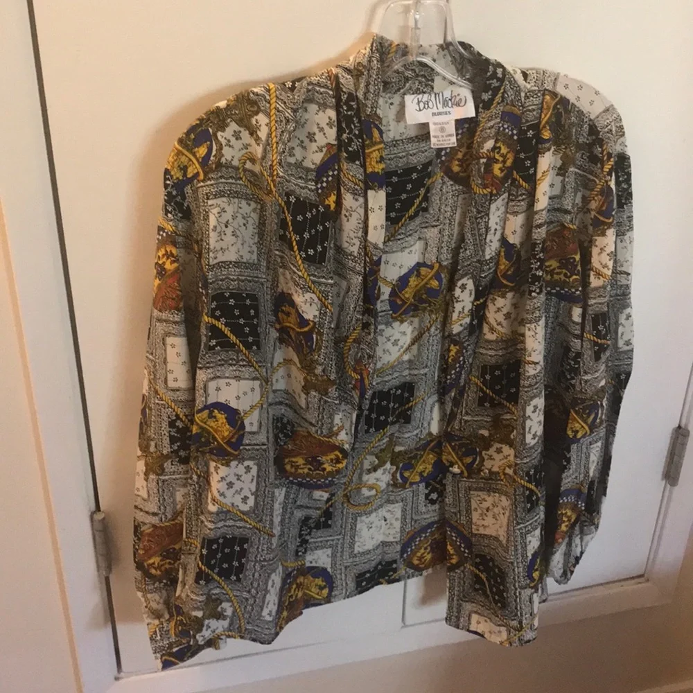Bob Mackie travel hot air balloon print silk jacket in small